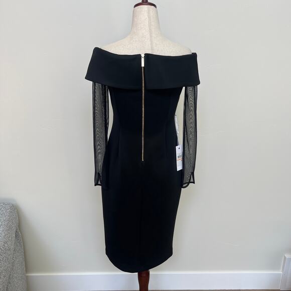 SIENA Women's Illusion-Sleeve Off-The-Shoulder Dress Size 2 In Black - Picture 3 of 10